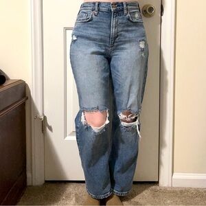 Arizona Highest Rise Vintage Straight Blue Distressed Jeans Size 4